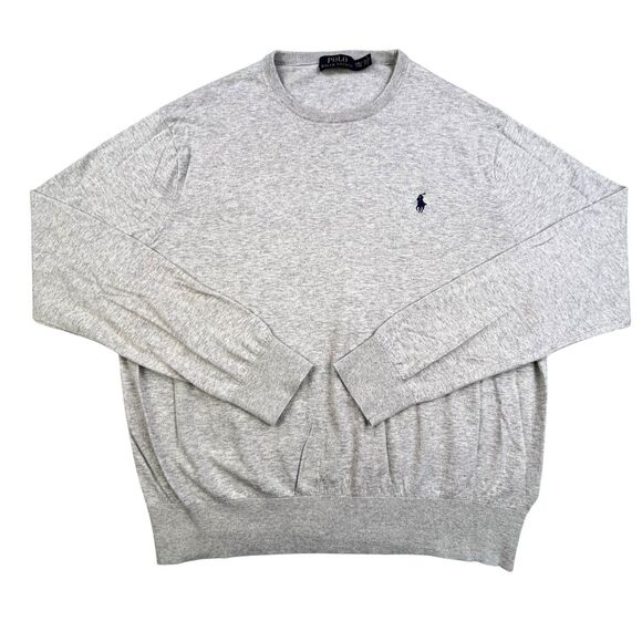 Polo Ralph Lauren Cashmere Blend Sweater Mens 2XL Gray Crew Neck Preppy Designer - Picture 1 of 10